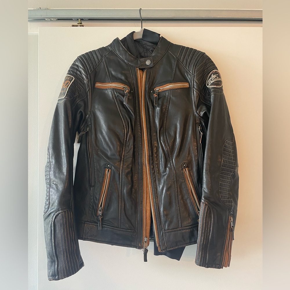 Harley Davidson women’s genuine cowhide leather riding jacket with vintage look
